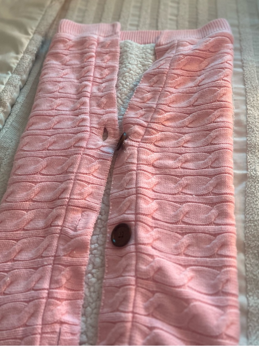 Pink Cable Knit Button blanket